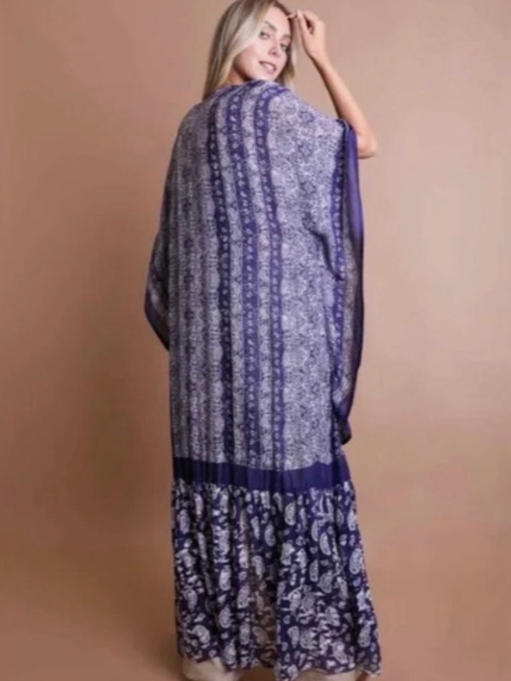 Three Bird Nest Paisley Duster Kimono -  - OS - Picture 2 of 5